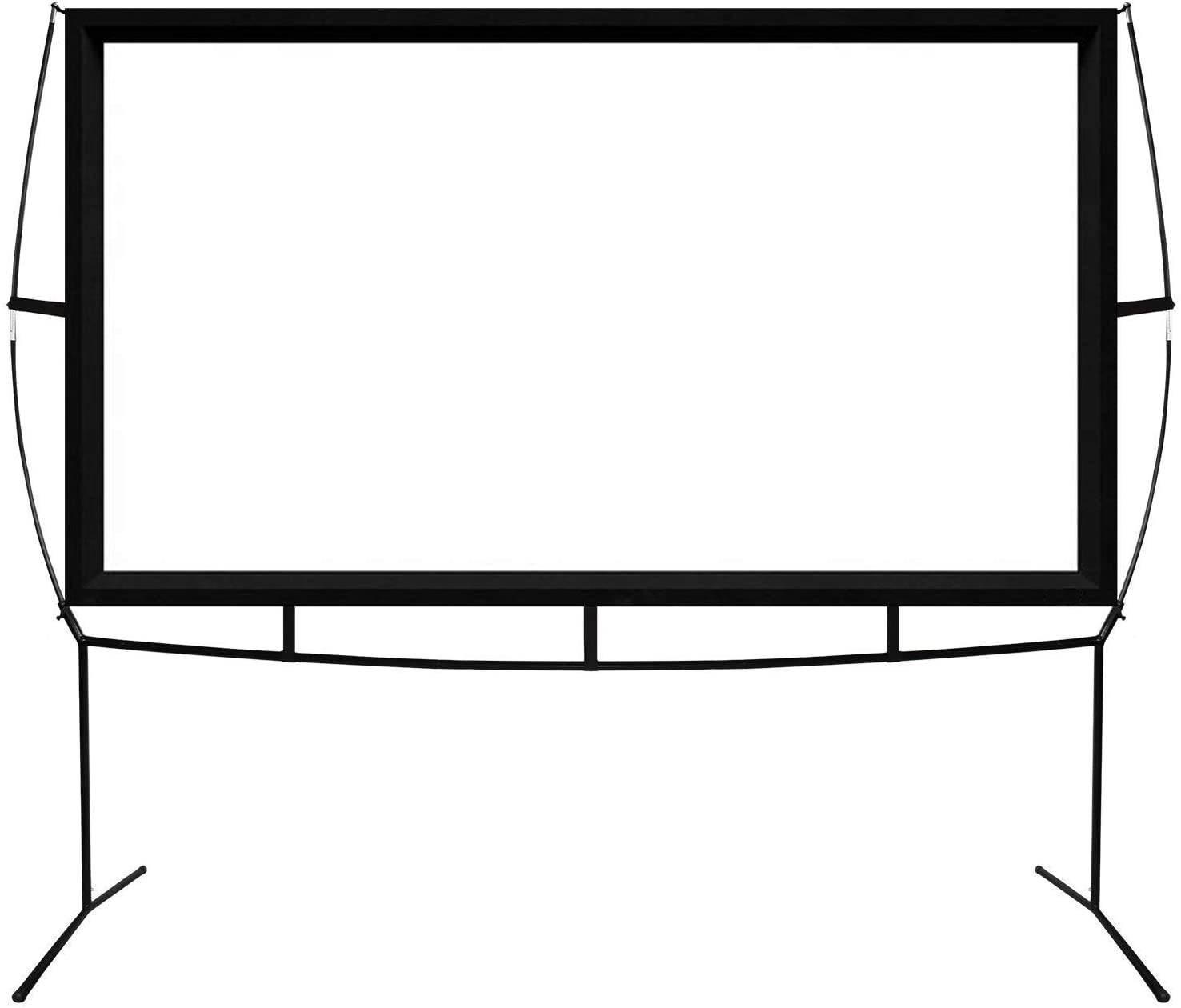 Fast Assembly Design - No Tools Needed - Jumbo 120 Inch 16: 9 Portable Outdoor and Indoor Movie Theater Front and Rear Projector Screen with Stand Legs