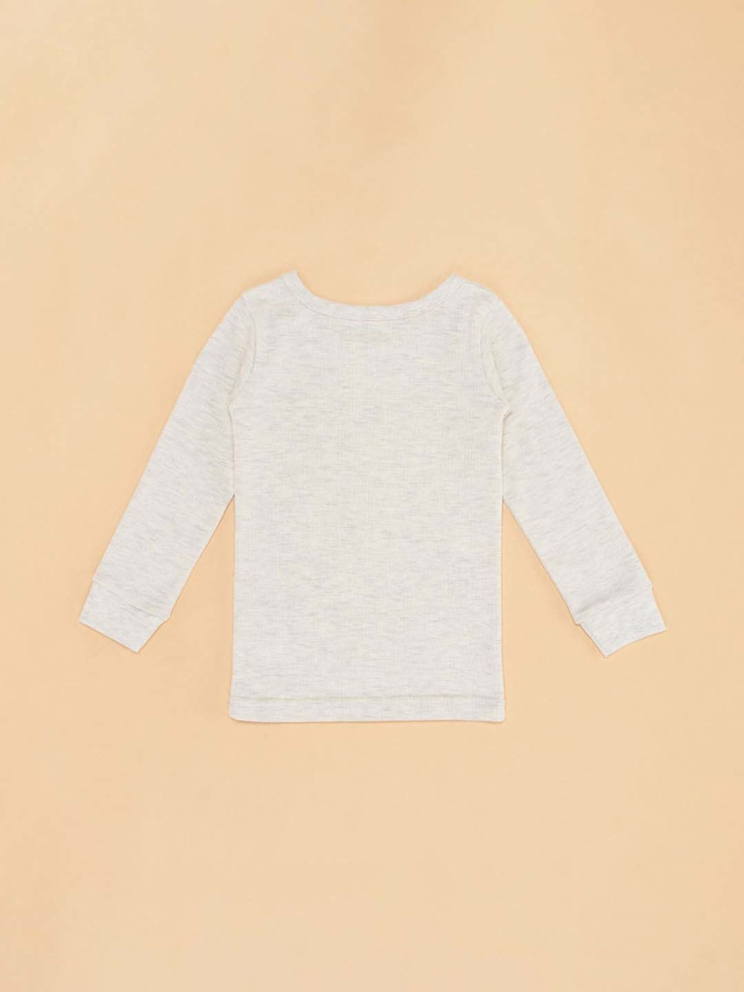 Dyca Kids Grey Melange Textured Thermal Top (Pack Of 2)