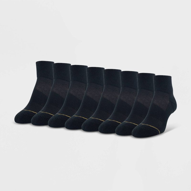 All Pro Women's Extended Size Aqua FX 6+2 Bonus Pack Ankle Athletic Socks - Black 8-12