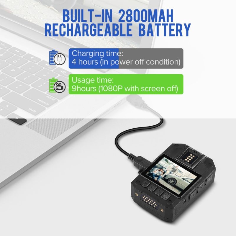 BOBLOV 1296P Body Mounted Camera 9H Recording Wearable Video Recorder for Police Security Guard (P100)