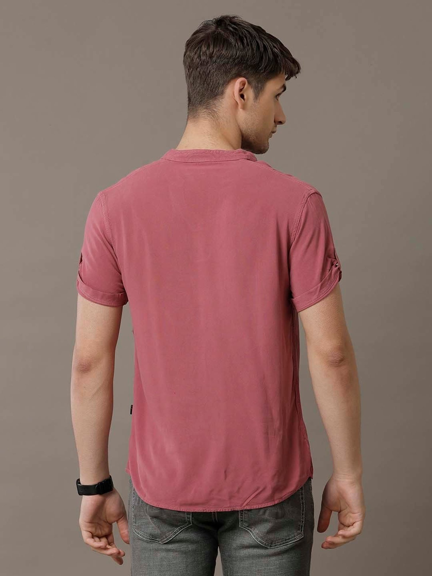 Identiti Dark Peach Slim Fit Shirt