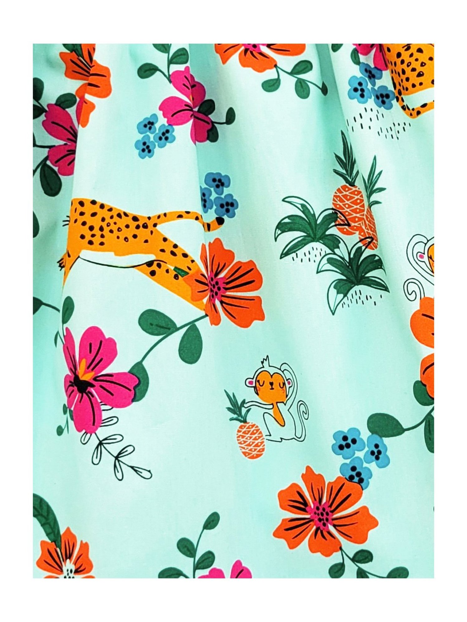 Campana Kids Orange & Turquoise Printed Top with Skirt