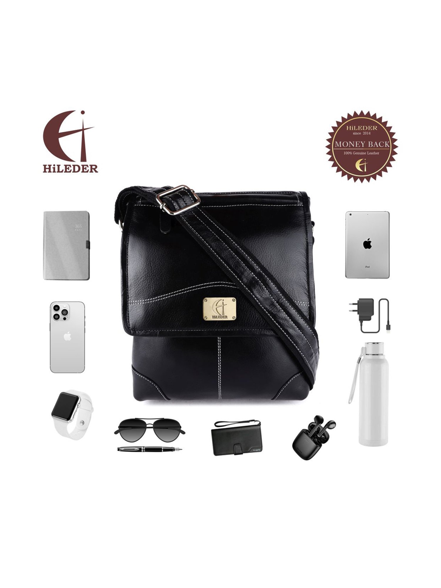 HiLEDER Black Solid Medium Cross Body Bag