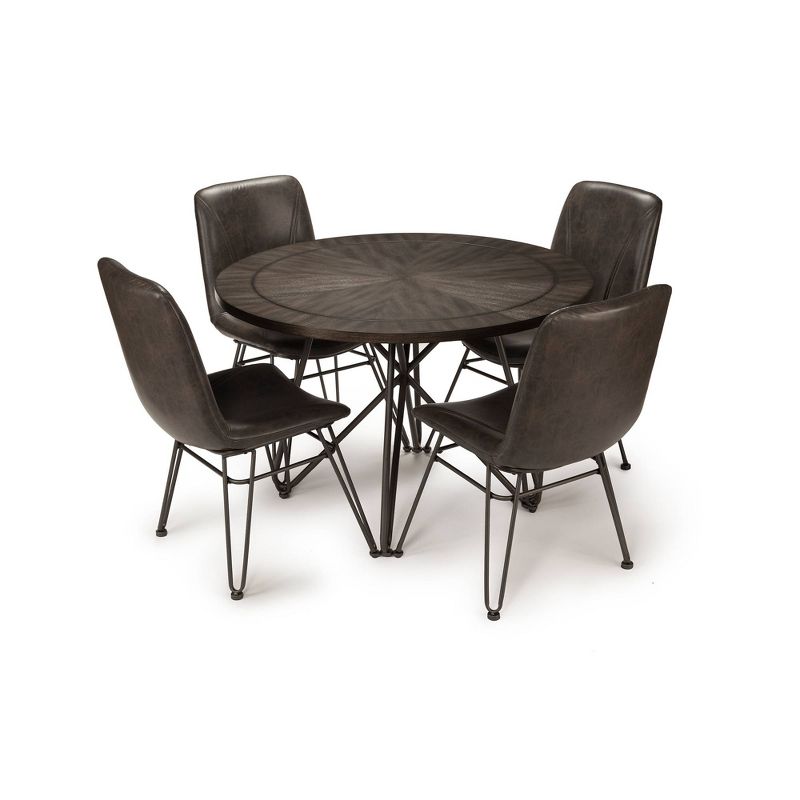 5pc Derek Extendable Dining Table Set Gray/Black - Steve Silver