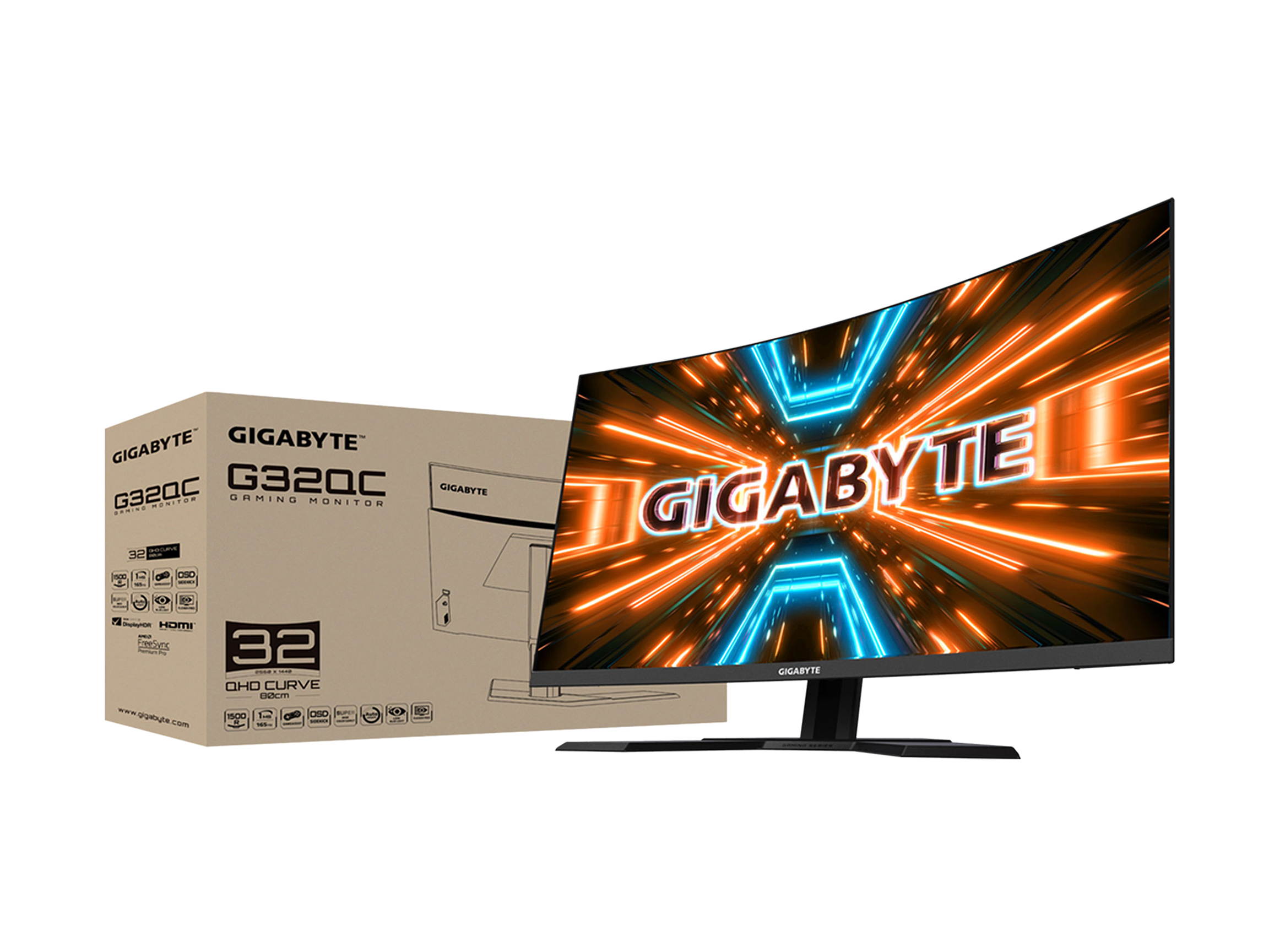 GIGABYTE G32QC 32" 165Hz 1440P Curved Gaming Monitor, 2560 x 1440 VA 1500R Display, 1ms(MPRT), 94% DCI-P3, VESA Display HDR400, FreeSync Premium Pro, 1x Display Port 1.2, 2x HDMI 2.0, 2x USB 3.0