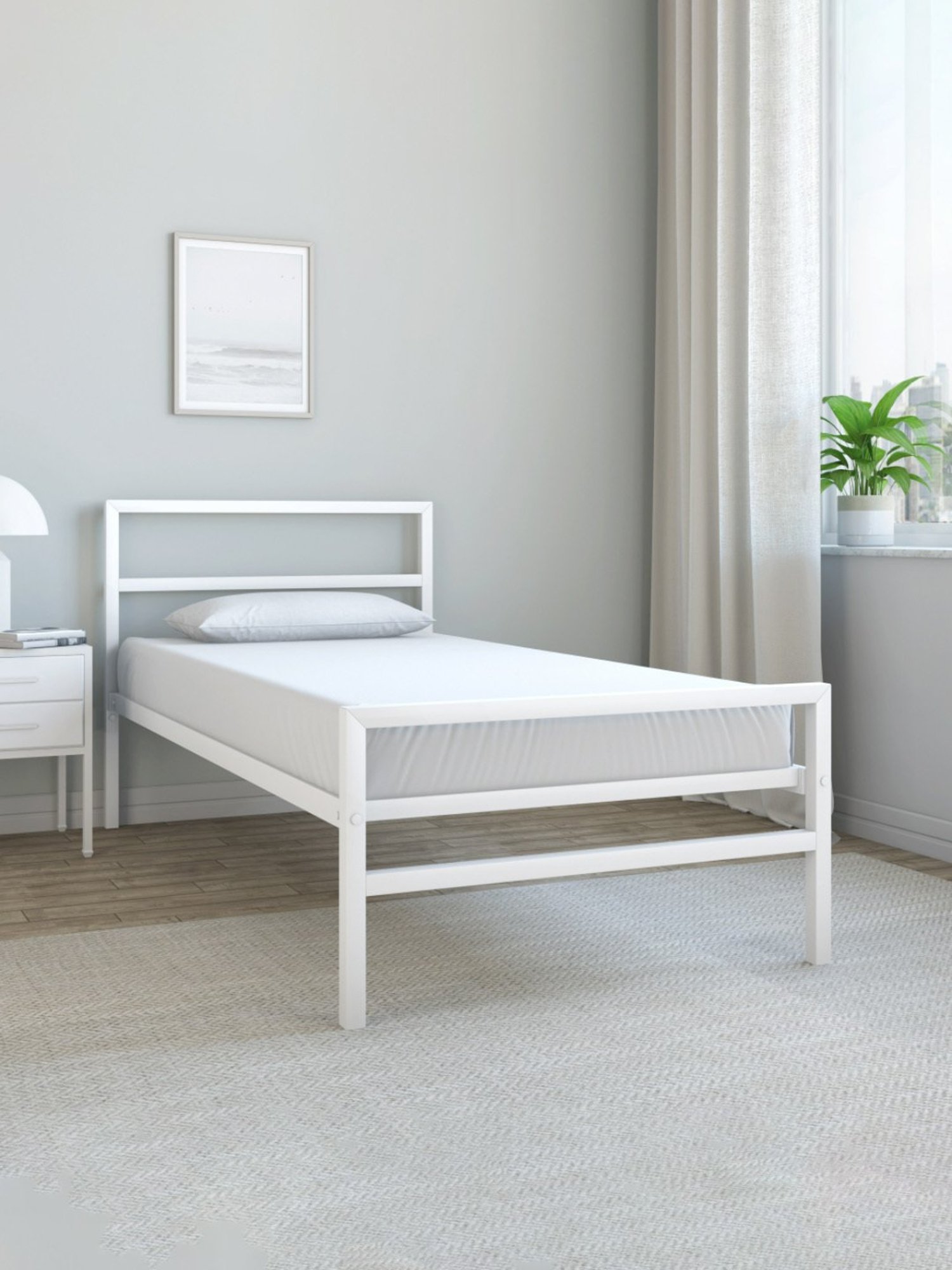 Doctor Dreams by Nilkamal White Metal Single Striker Bed