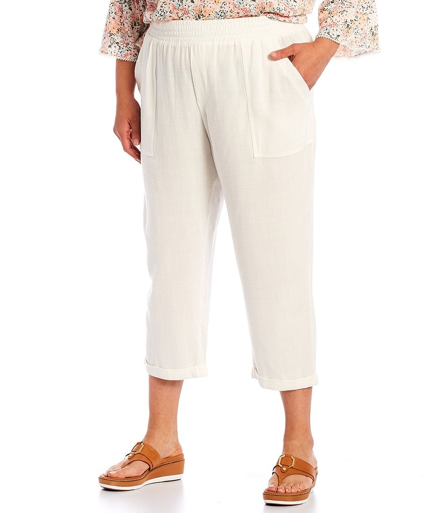 I.N. Studio Plus Size Roll Up Cuff Pull-On Pants