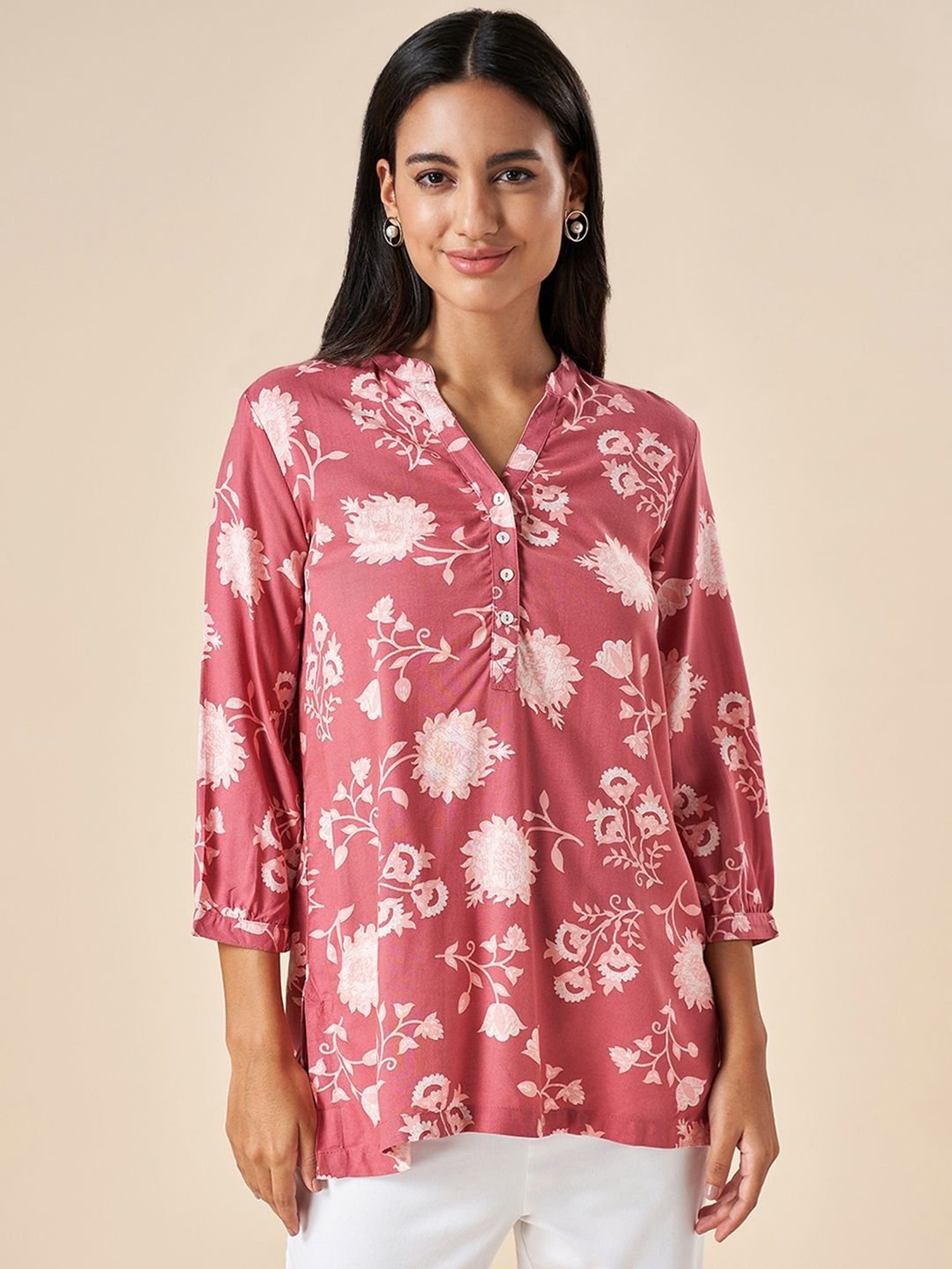 Akkriti by Pantaloons Rust Printed Tunic