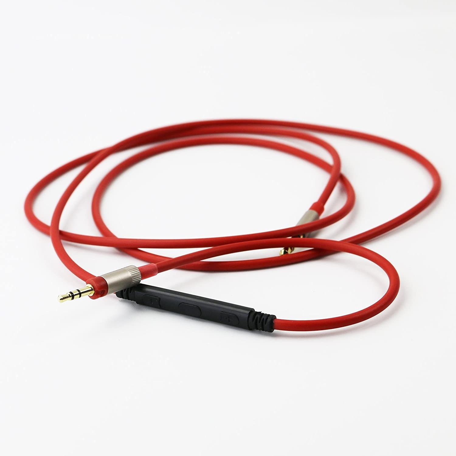 KetDirect Cable for Sennheiser Momentum/Momentum 2.0 / HD1 Wireless On-Ear Headphones, Remote Volume Control & Mic Compatible iPhone iPod ipad iOS only Red