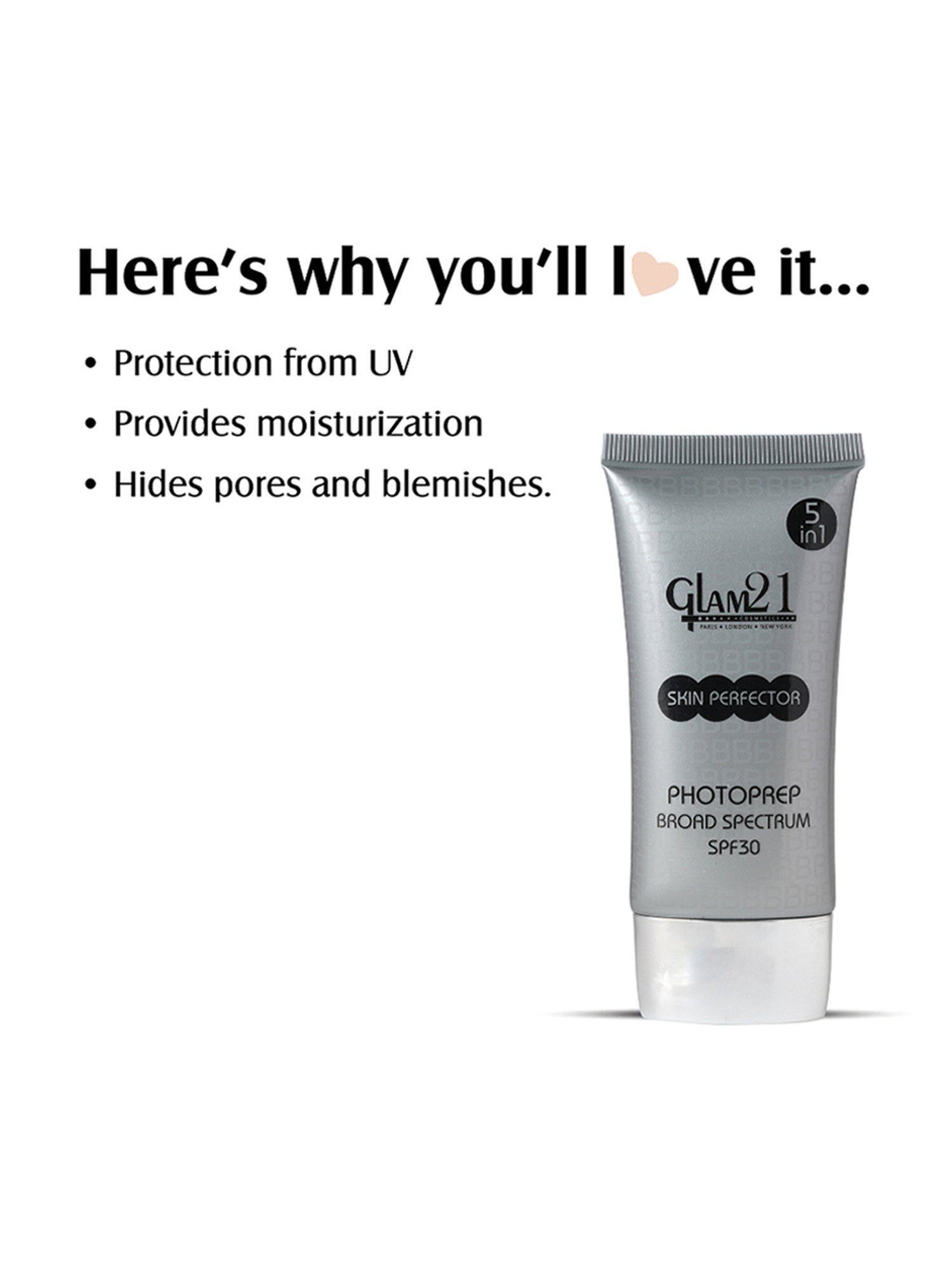 Glam21 Skin Perfector Photoprep Broad Spectrum Cream SPF 30 02 Cheese Cake - 50 gm