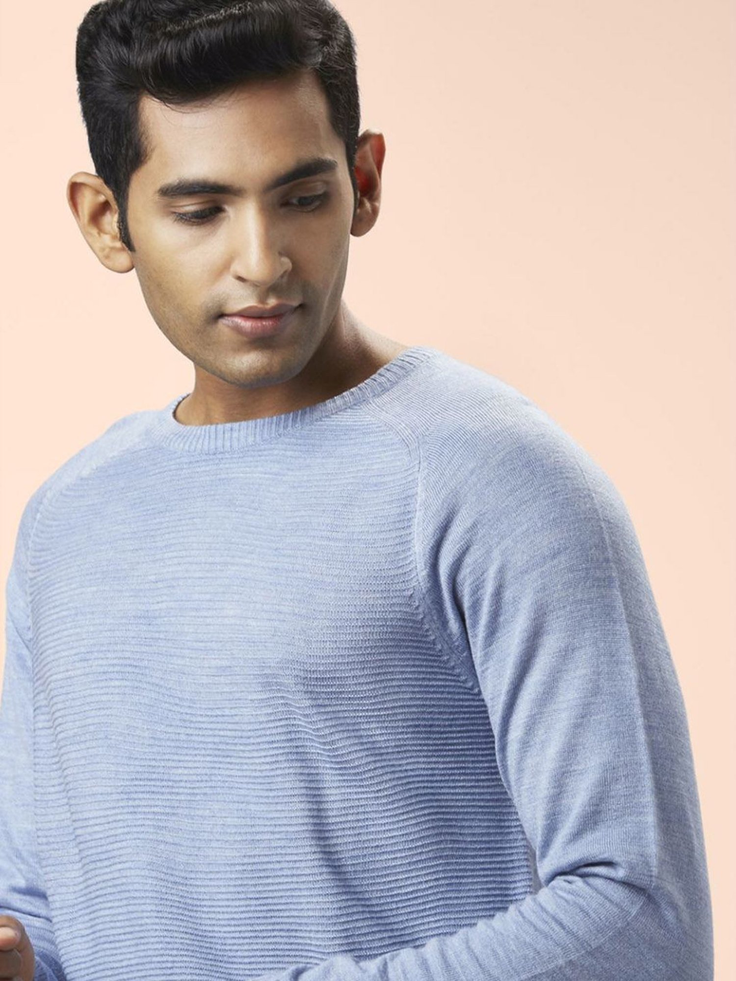 Byford By Pantaloons Light Blue Regular Fit Sweaters