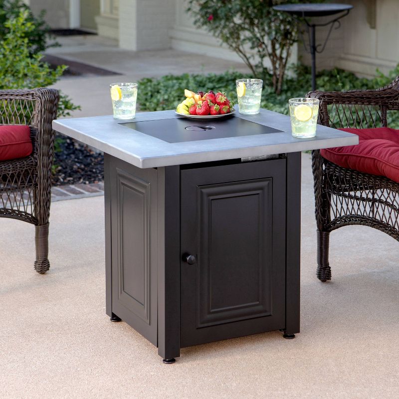 Wakefield Gas Outdoor Fire Pit with Concrete Resin Mantel - Fire Island