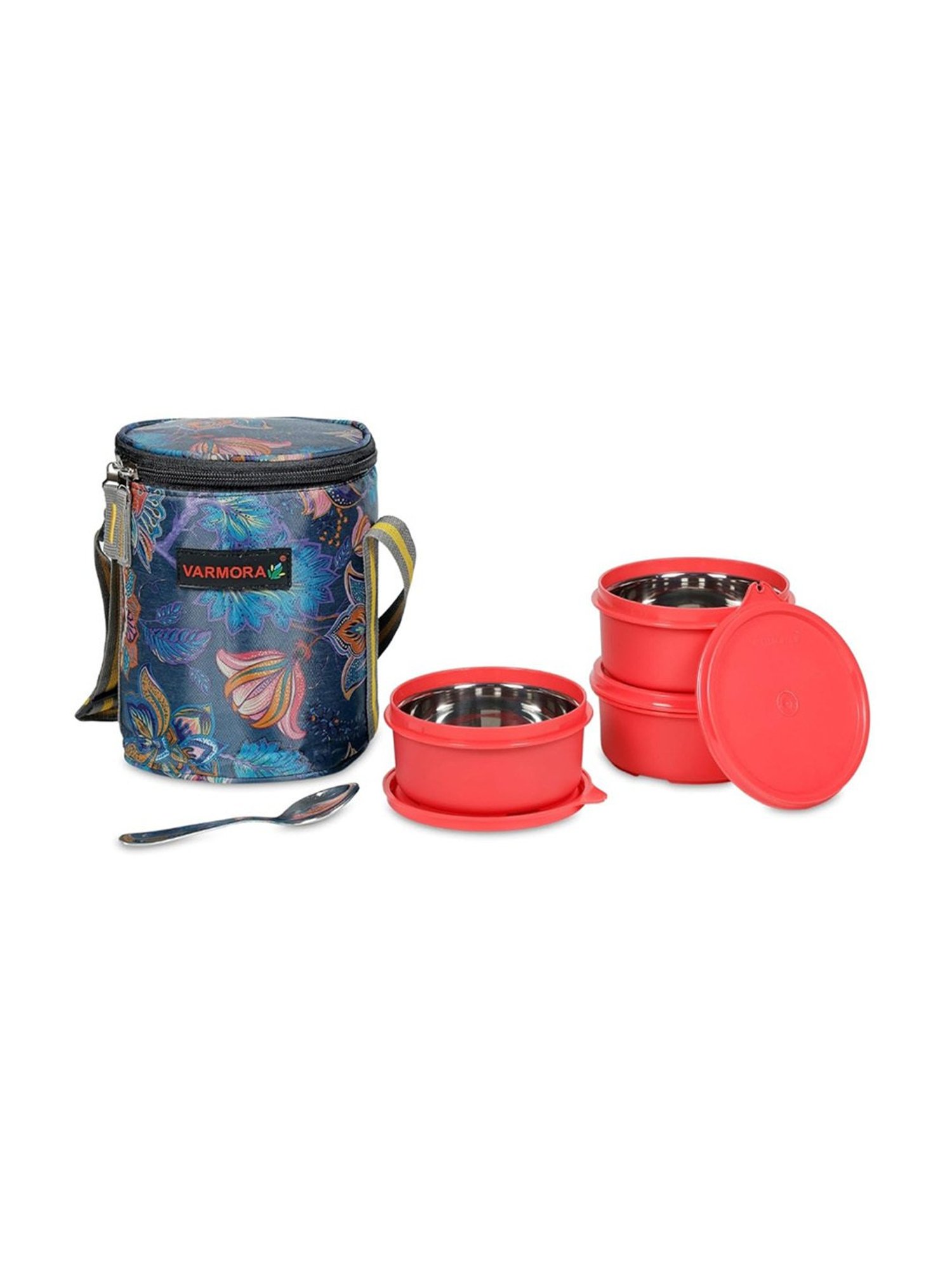 Varmora Royal Pink Stainless Steel Lunch Box - Set of 3