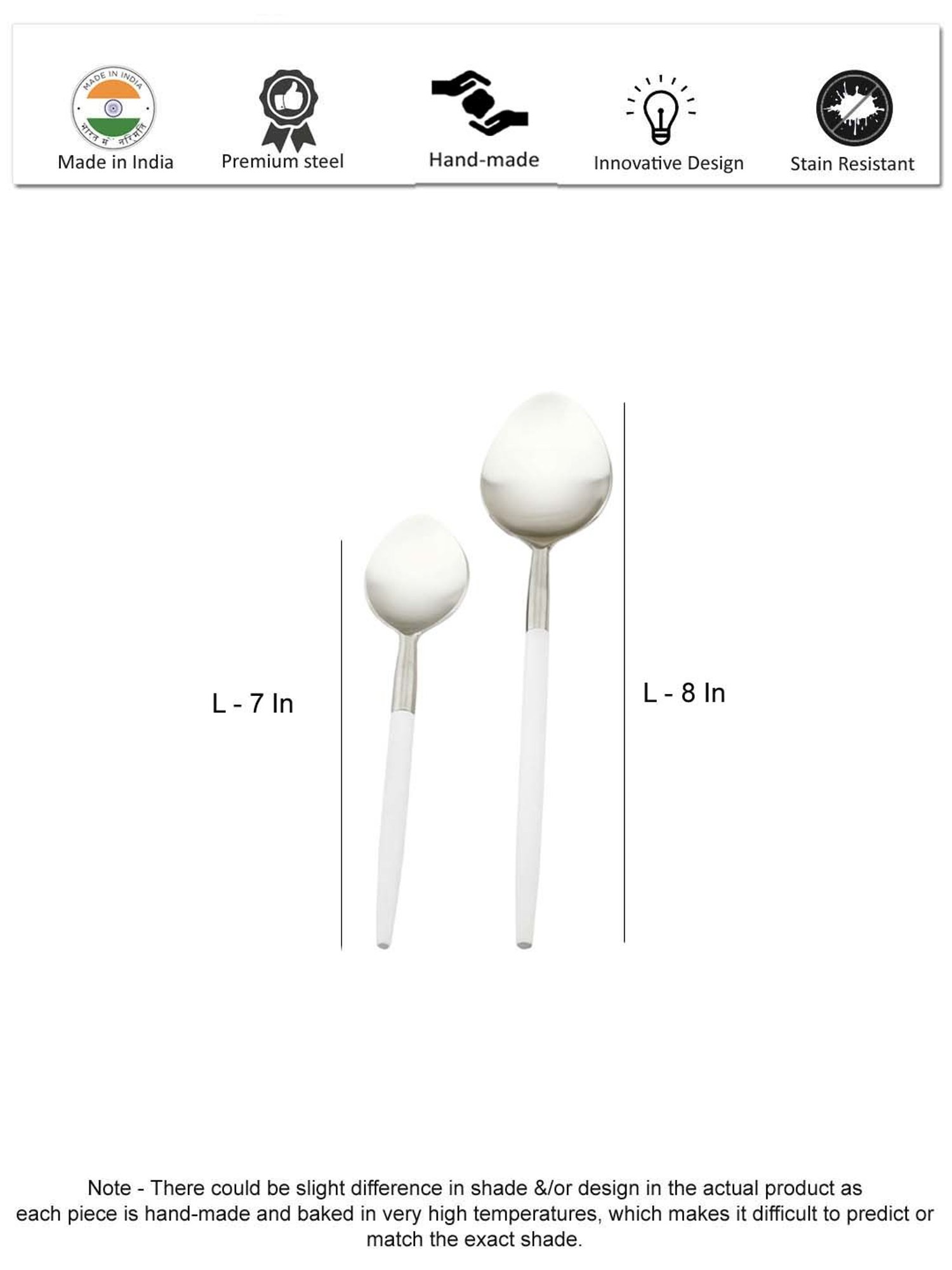 VarEesha Radiant Silver & White Stainless Steel Cutlery - Set of 4