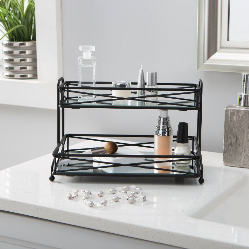 Two Tier Large Vanity Tower Matte Black - Bath Bliss