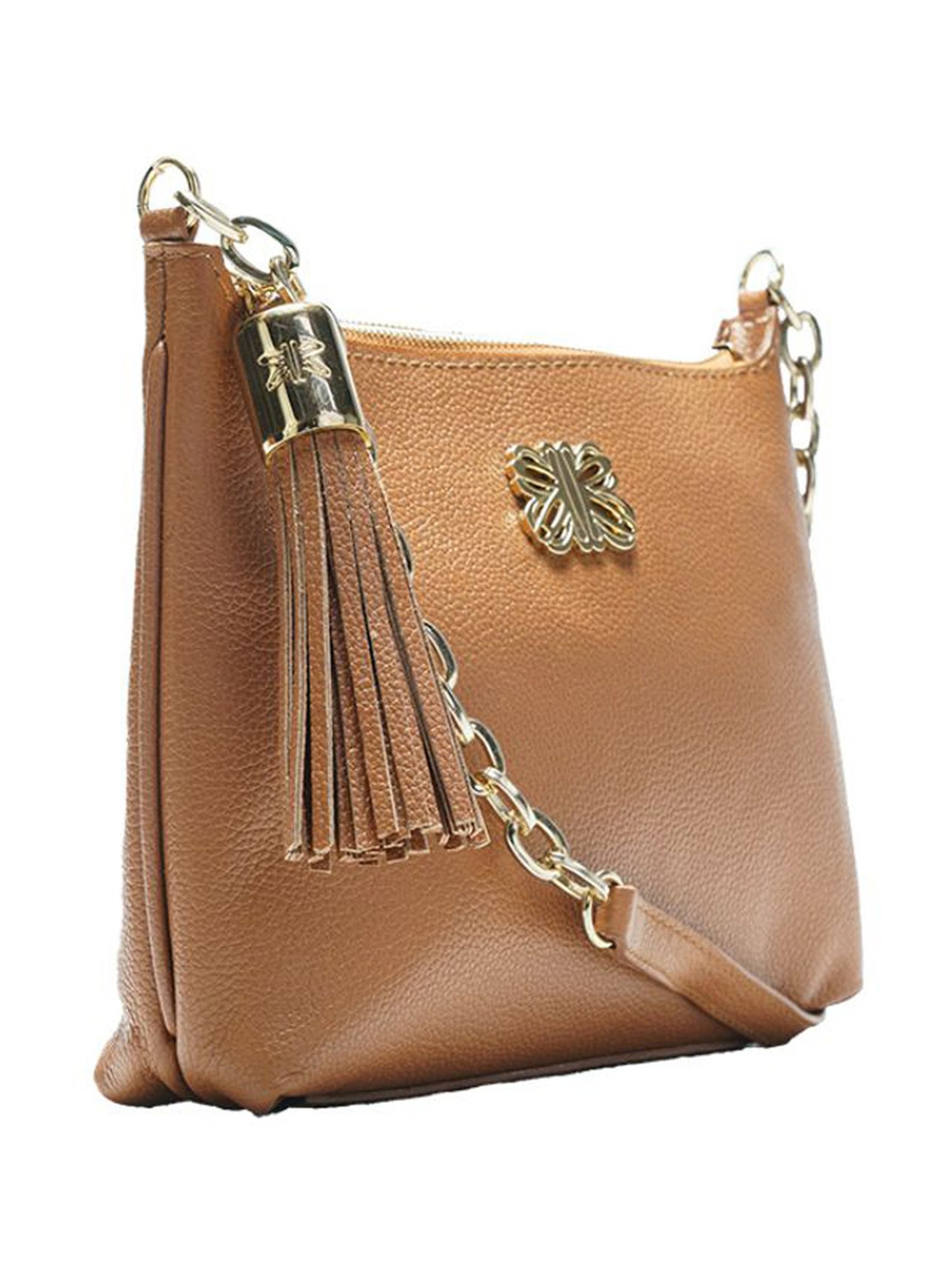 RI2K London Taupe Leather Medium Cross Body Bag