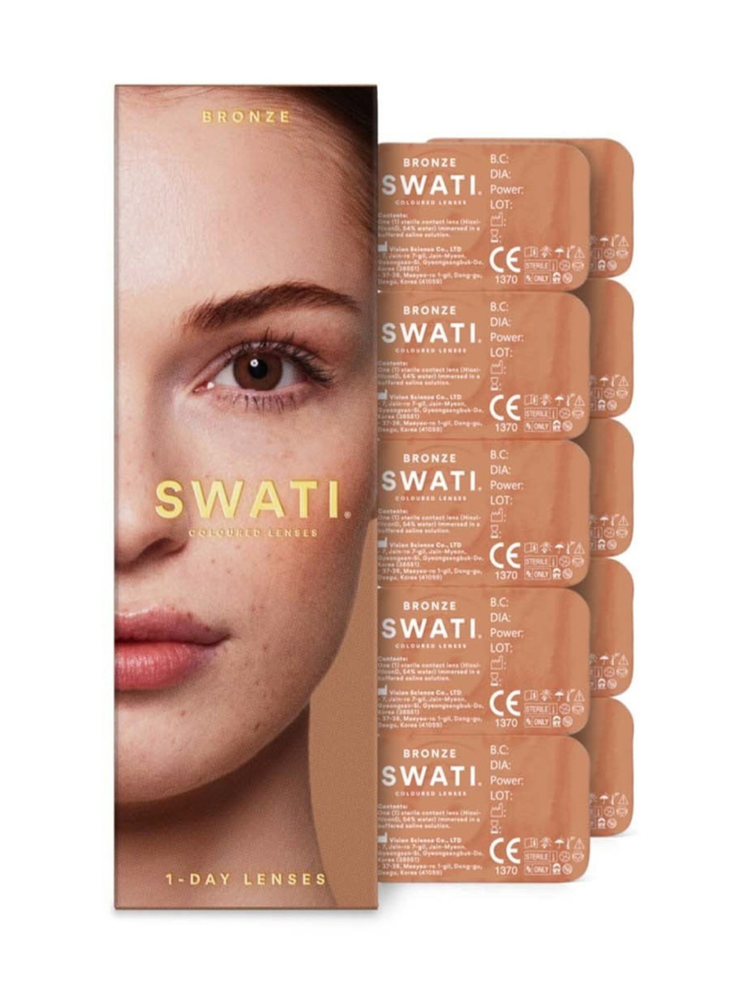 Swati Cosmetics Coloured Contact Lenses - Bronze (1 Day, Power -3.50)
