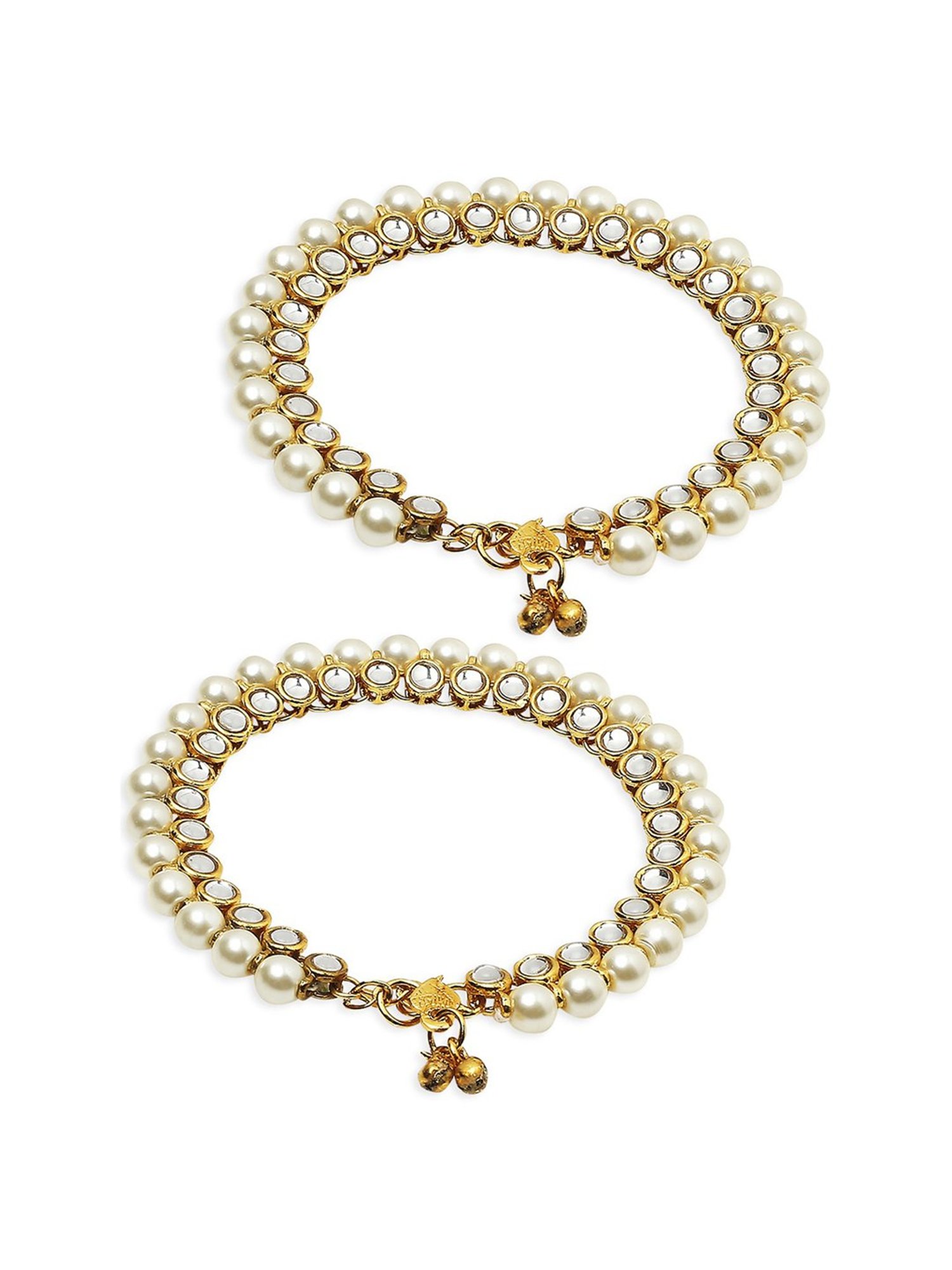 Oomph Gold Tone Kundan Ethnic Anklets - Pair of 1