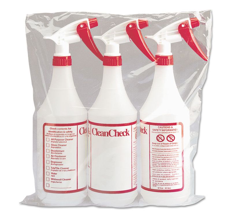 Boardwalk Trigger Spray Bottle 32 oz Clear/Red HDPE 3/Pack 03010
