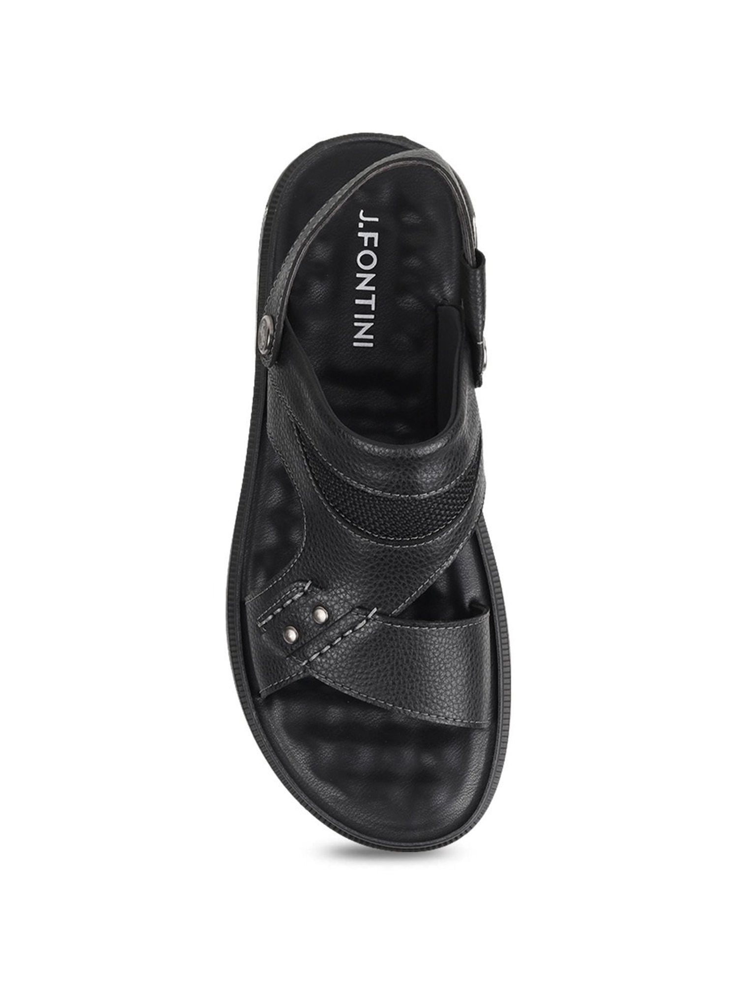 J. Fontini by Mochi Men's Black Back Strap Sandals