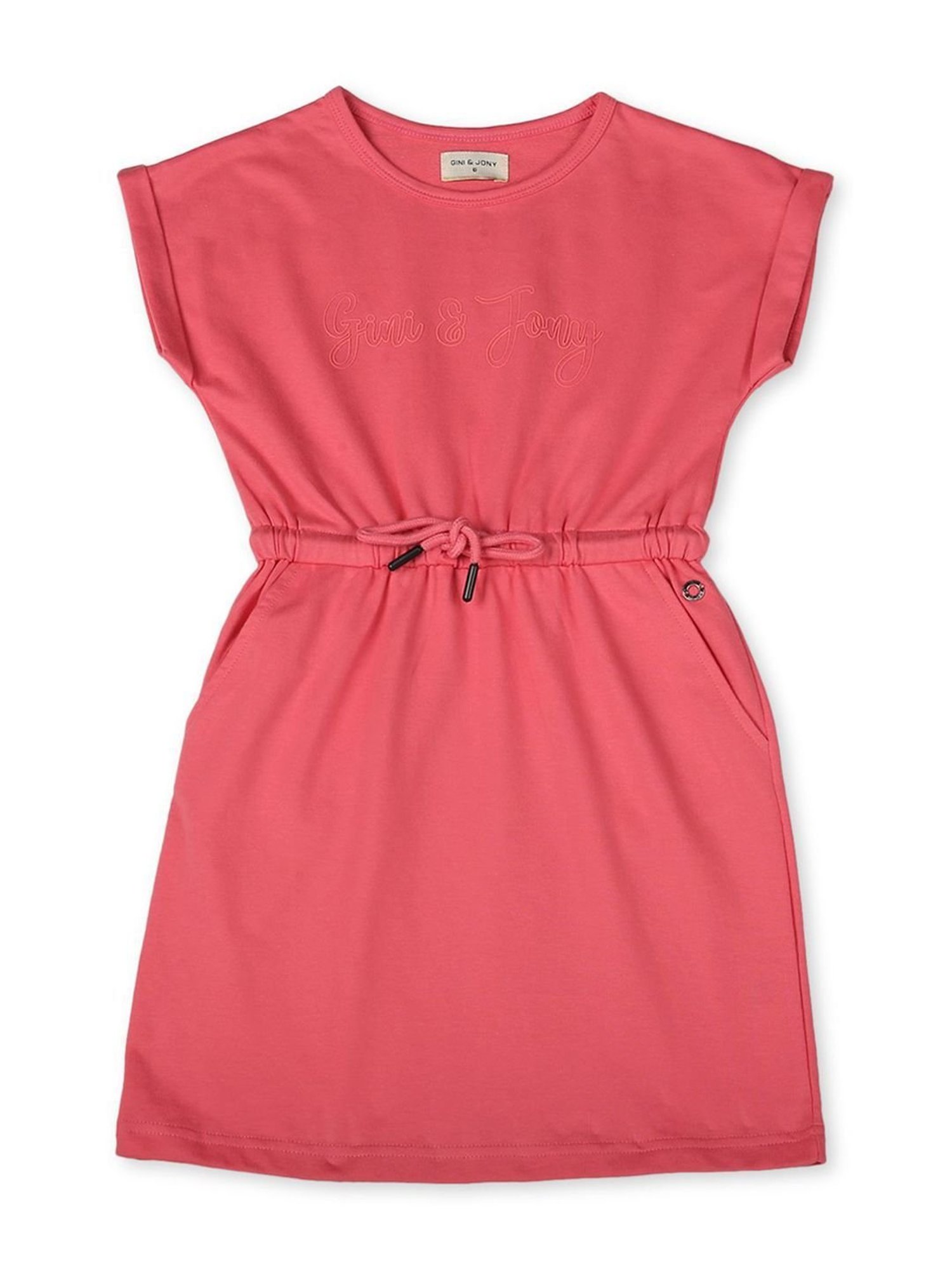Gini & Jony Kids Pink Cotton Regular Fit Dress