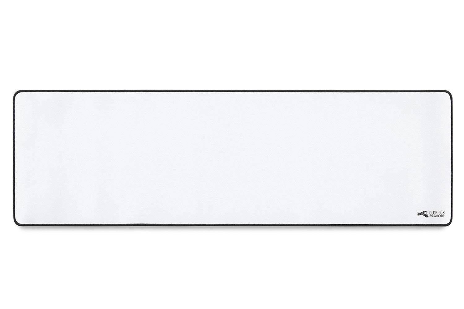 Glorious Extended White Gaming Mouse Pad/Mat - Long Cloth Mousepad, Stitched Edges | 36x11 (GW-E)