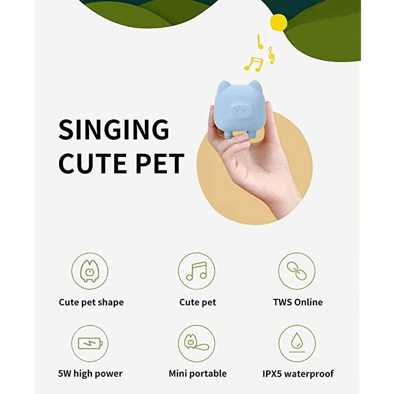 Cute Mini Bluetooth Speaker,Animal Wireless Speaker with Powerful Rich Room-Filling Sound,5W Audio Driver,IPX5,Built-in Mic for iPhone/iPad/iPod/Samsung/HTC/Tablets,Portable Bluetooth Speaker