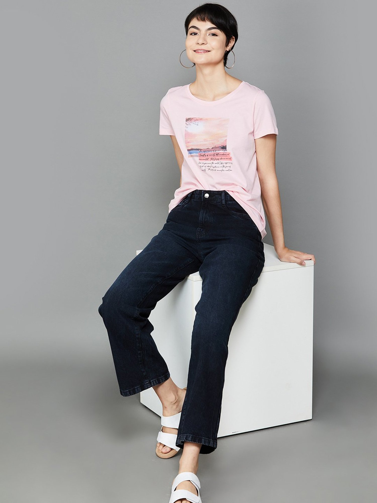 Fame Forever by Lifestyle Pink Cotton Printed T-Shirt