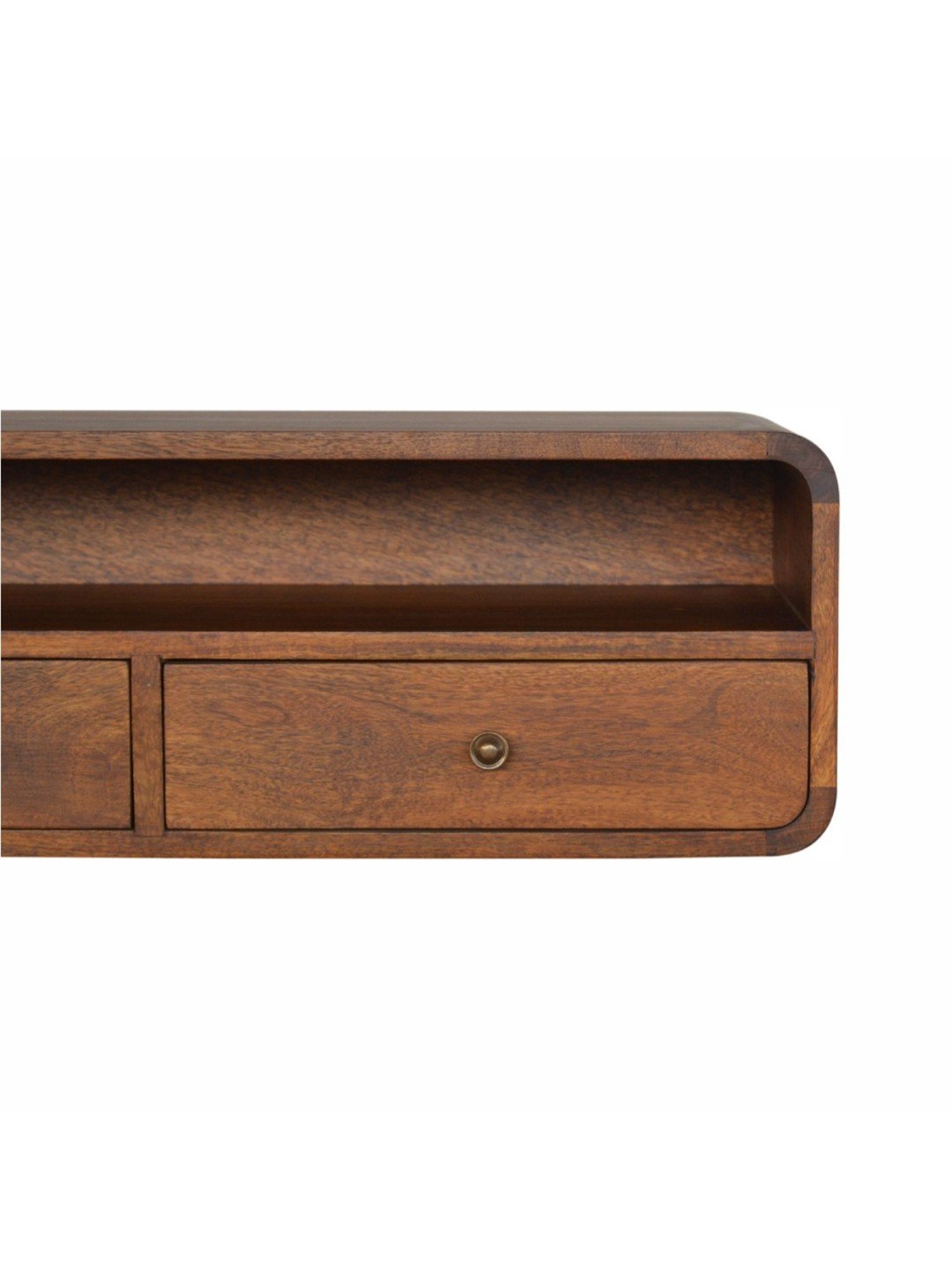 Artisan Furniture Brown Wood Wall Mounted 2 Drawer Console Table