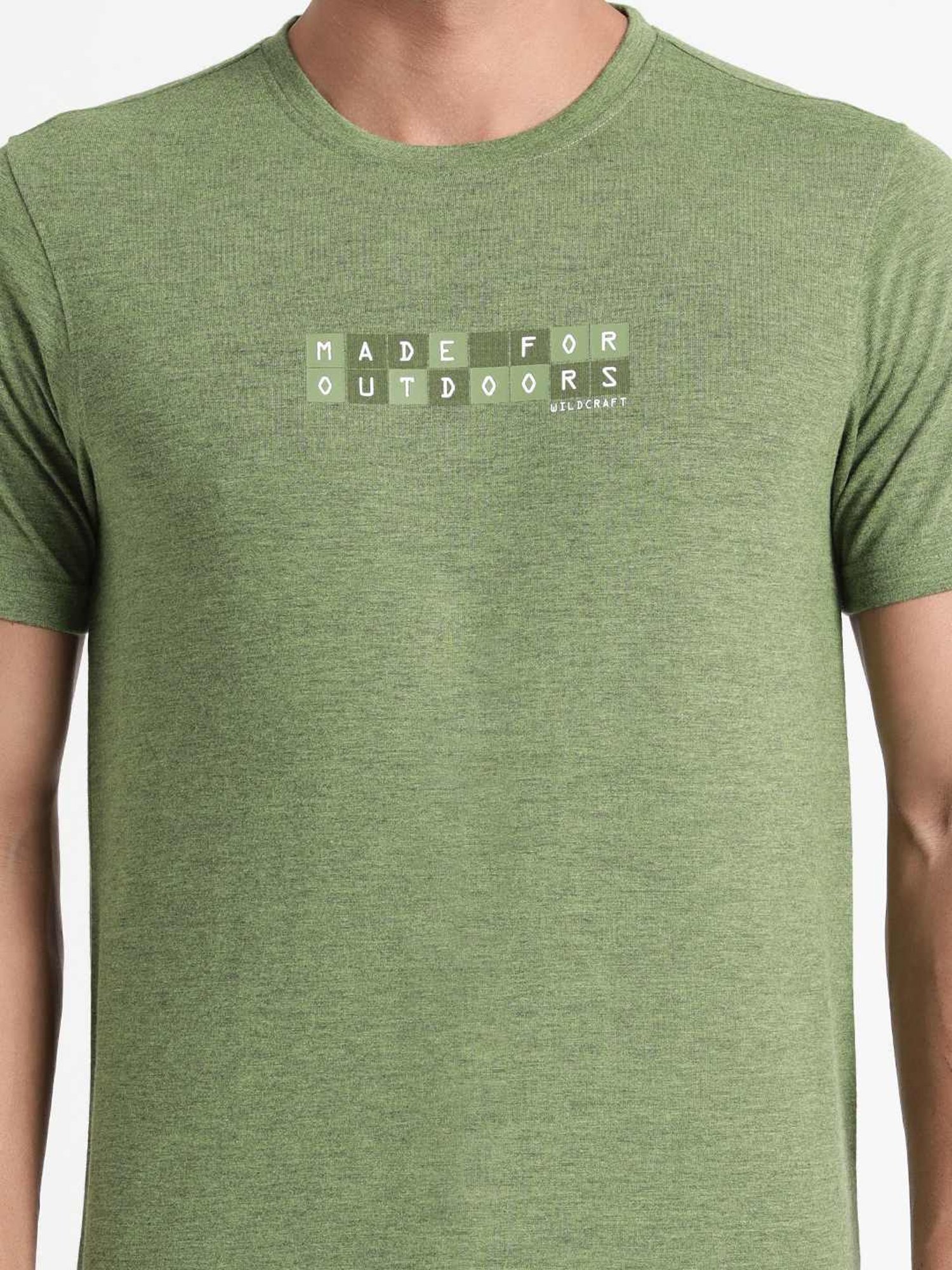 Wildcraft Green  Regular Fit Printed Sports T-Shirt