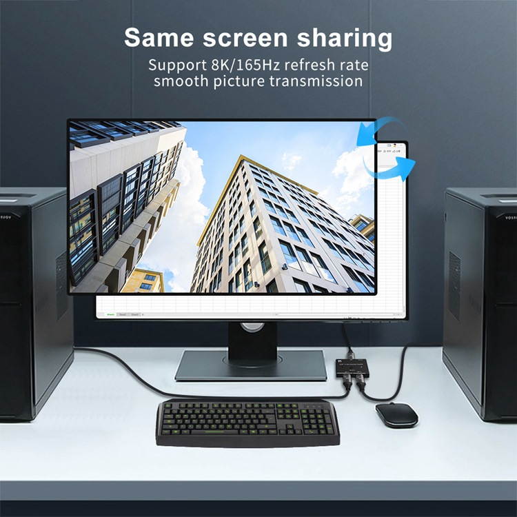 DisplayPort Switch DP1.4 Bi-Direction 8K@30Hz 4K@120Hz Splitter 1 x 2,2 x 1 Switcher