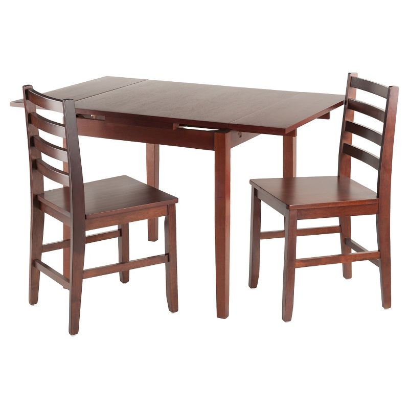 3pc Pulman Extendable Dining Table Sets with Ladder Back Chairs Wood/Walnut - Winsome