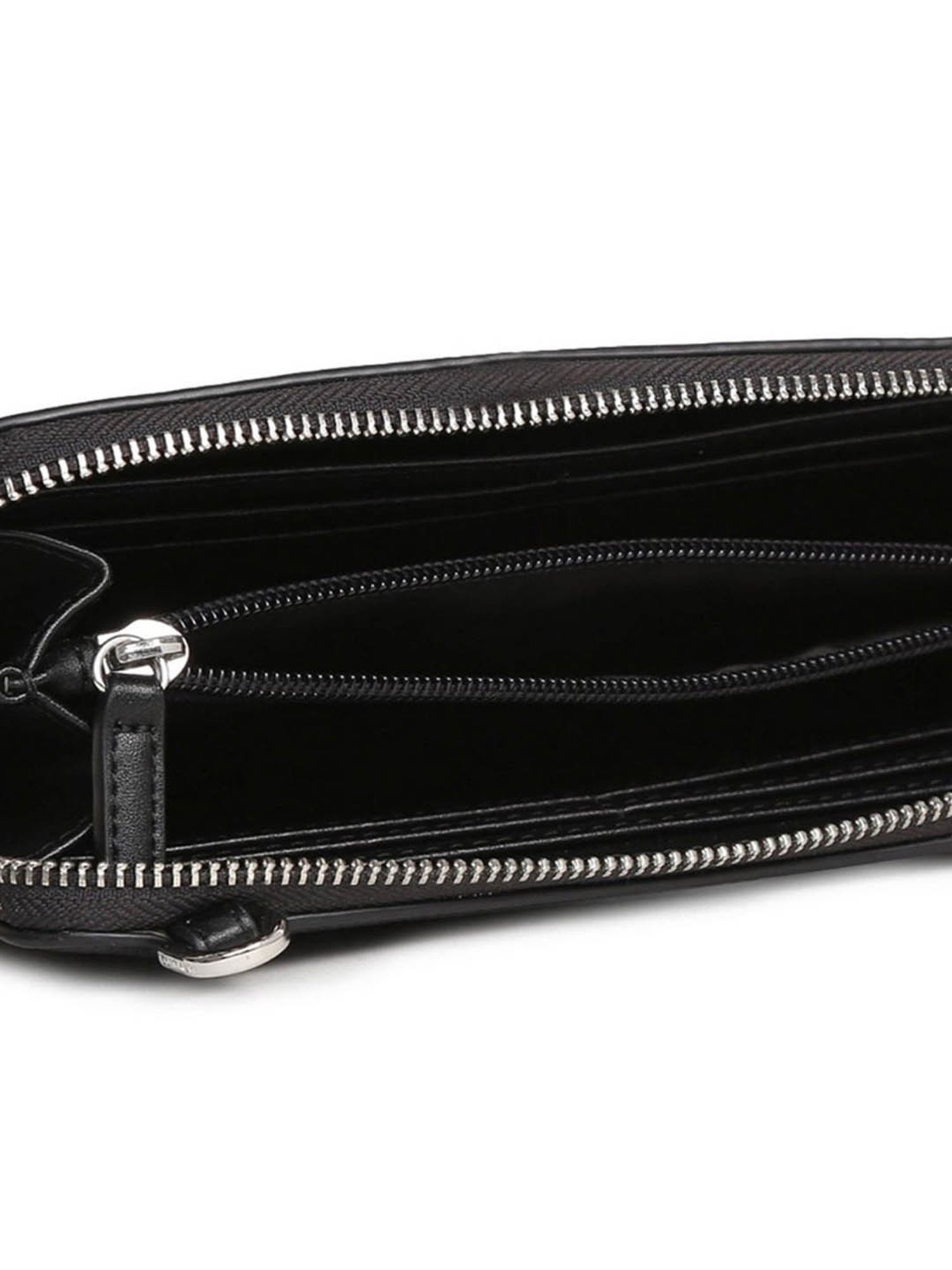 CALVIN KLEIN Black MARBLE Zip Around Wallet