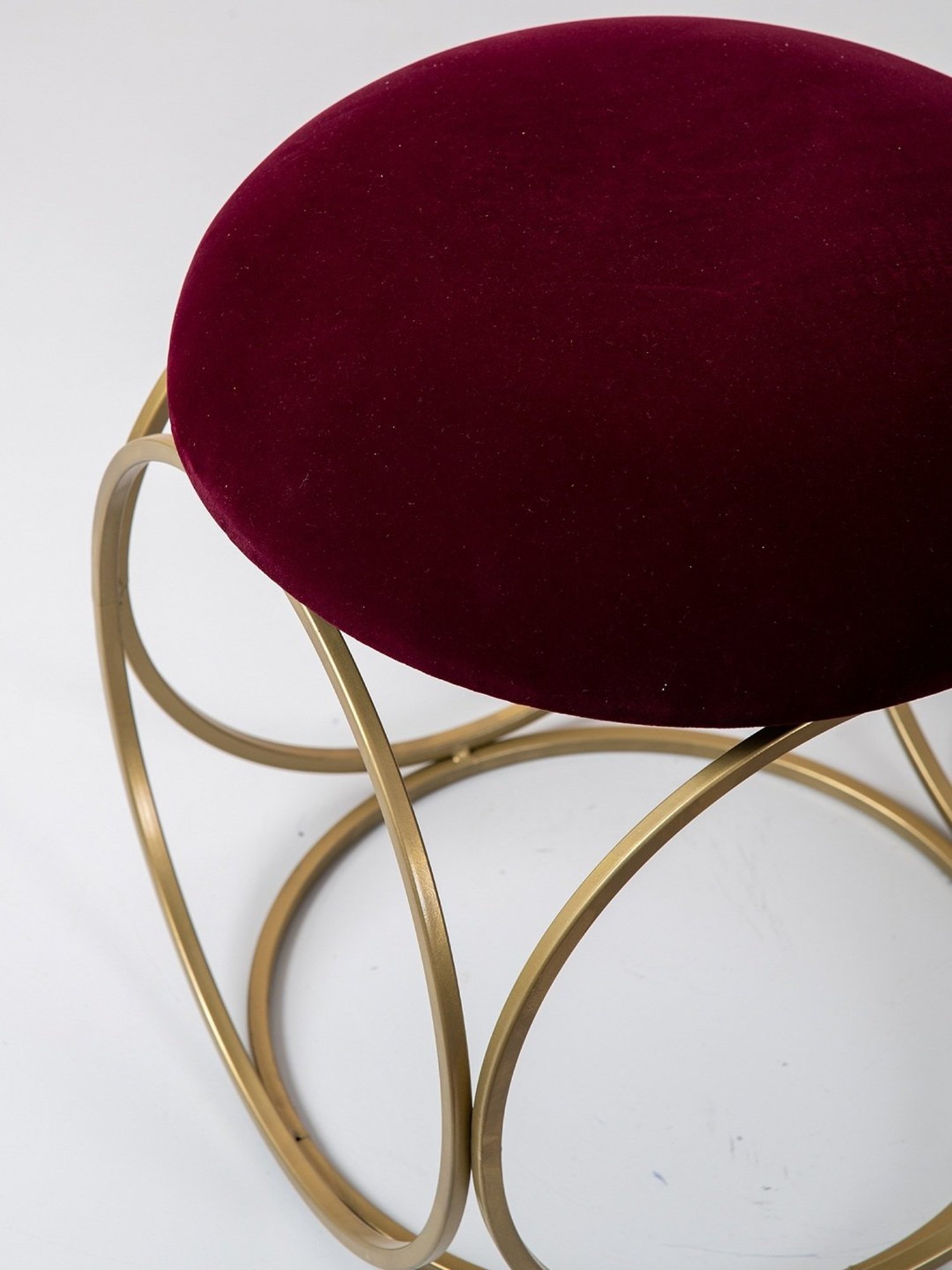 Nestroots Solid Maroon Velvet Puffy Pouffes Foot Stool Ottoman