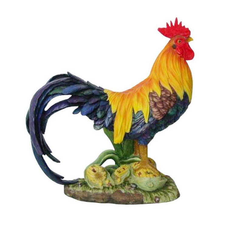 14" Polyresin Standing Rooster on Corn Statue - Hi-Line Gift