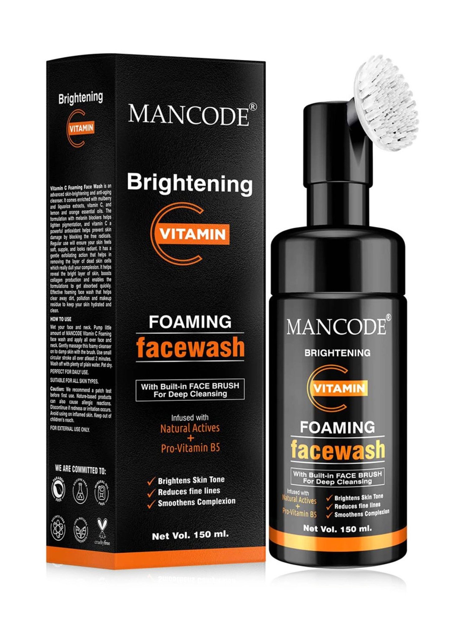 Mancode Detoxifying De Tan, Vitamin C & Acne Control Tea Tree Foaming Facewash (Pack of 3)