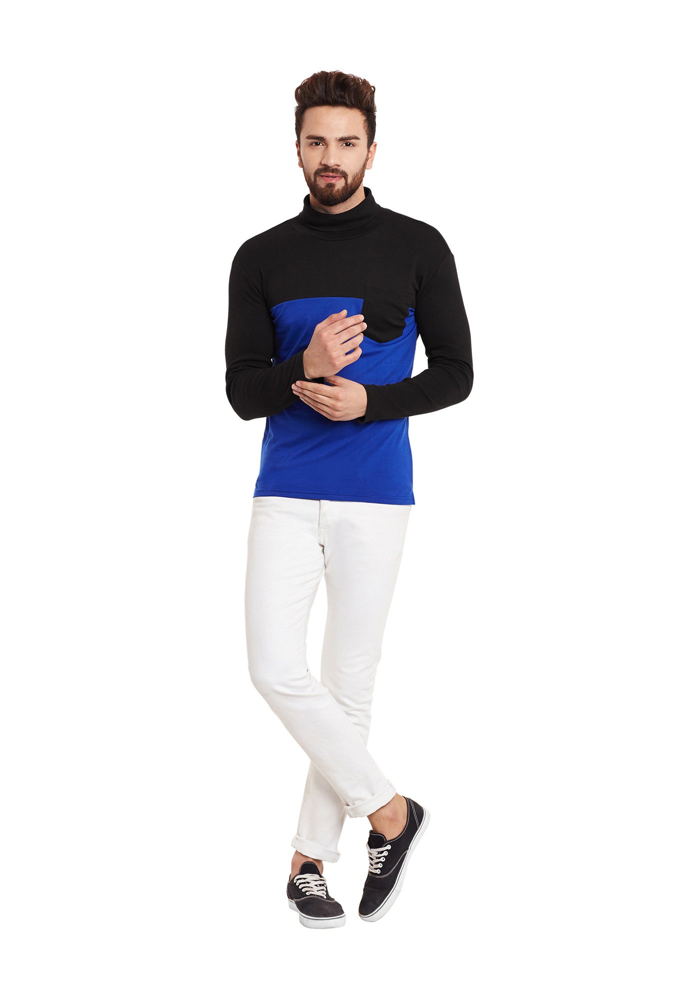 Hypernation Ink Blue Full Sleeves Regular Fit T-Shirt