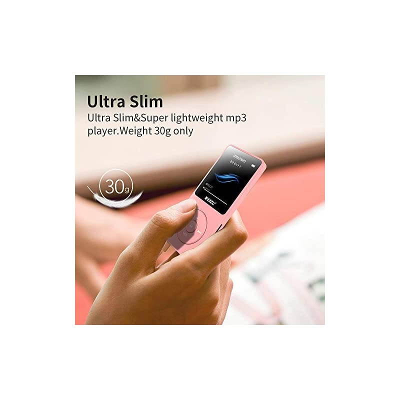 MP3 Player,  X02 16GB Ultra Slim Music Player,Long Battery Life Mp3 with FM Radio,Voice Recorder,Video Play,Text Reading,80 Hours Playback and Expandable Up to 128 GB (Rose-Gold)