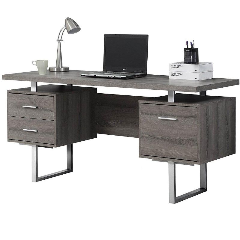 Monarch Specialties 60-Inch Modern Home Office Computer Desk, Dark Taupe