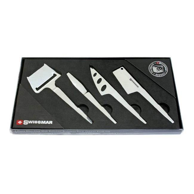 Swissmar Stainless Steel 4Pc Slim-Line High Polished Cheese Knife Set