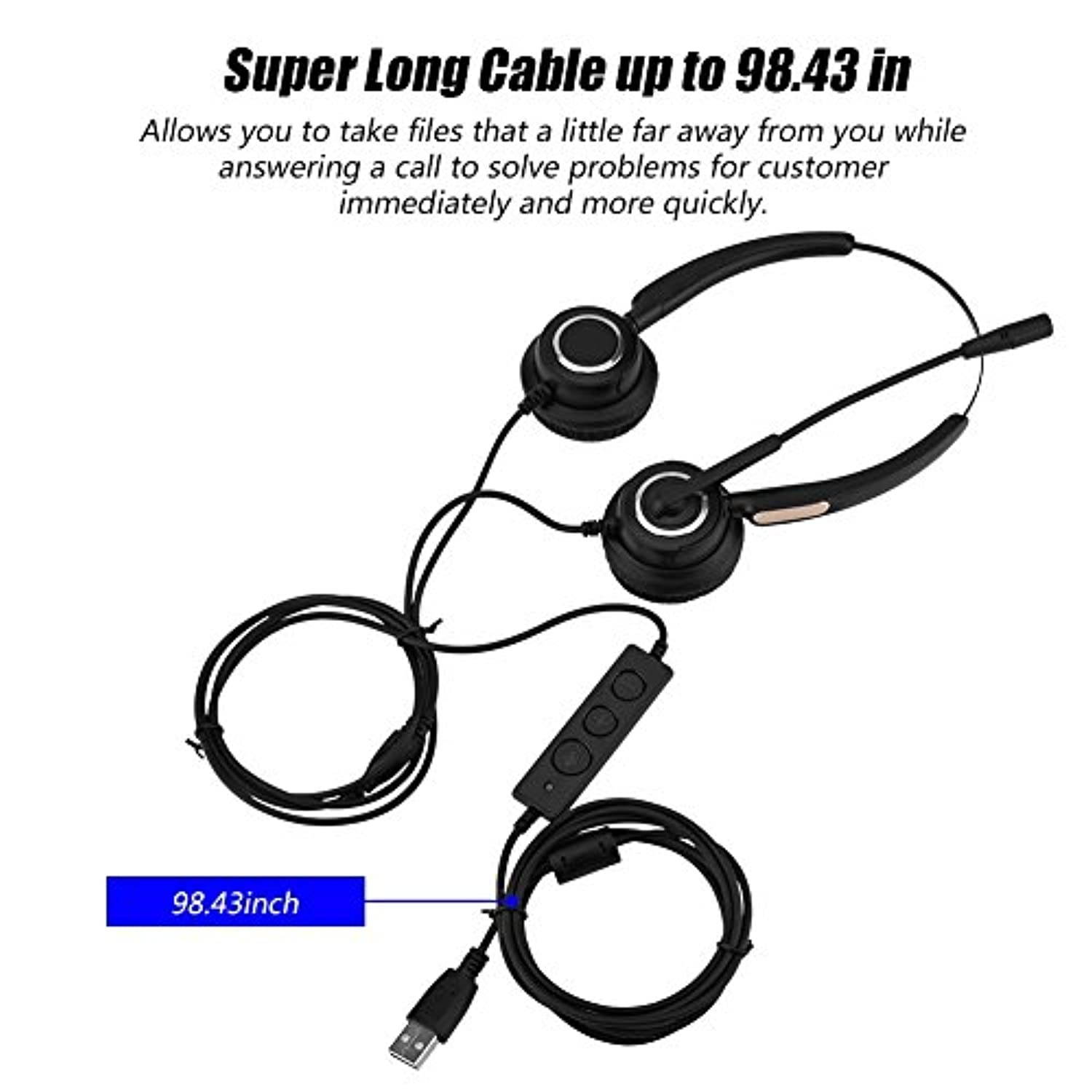 Call Center USB Wired Headset Computer Headset Light Weight Noise Cancelling Headset with Microphone (Zerone8hbwcngvz7)