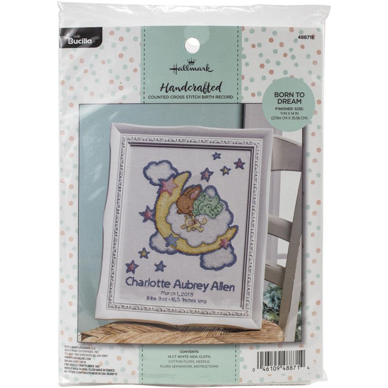 Bucilla Hallmark Counted Cross Stitch Kit 10.5"X23.5"-Born To Dream Birth Record (14 Count)