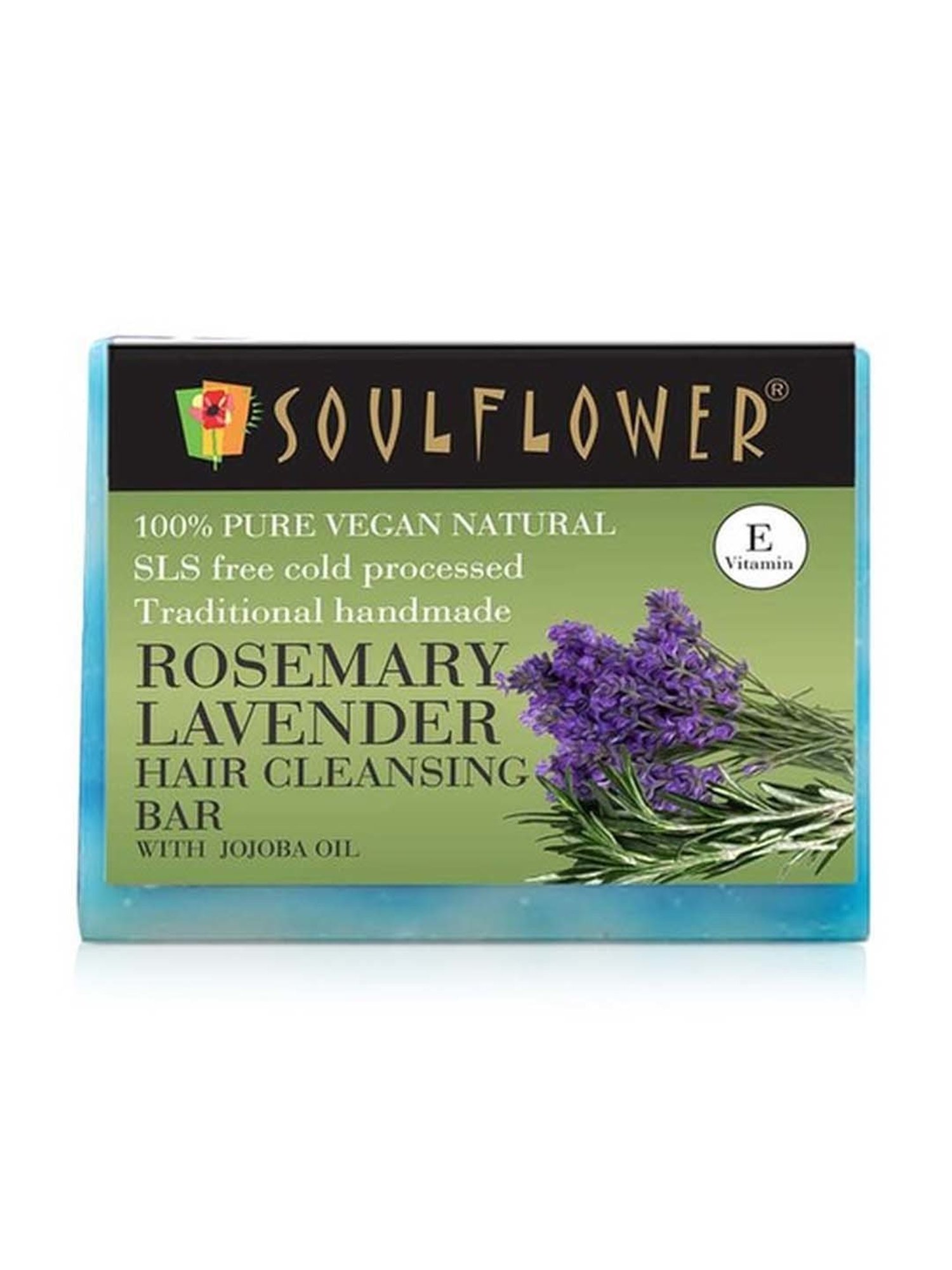 Soulflower Rosemary Lavender Hair Cleansing Bar Soap - 150 gm