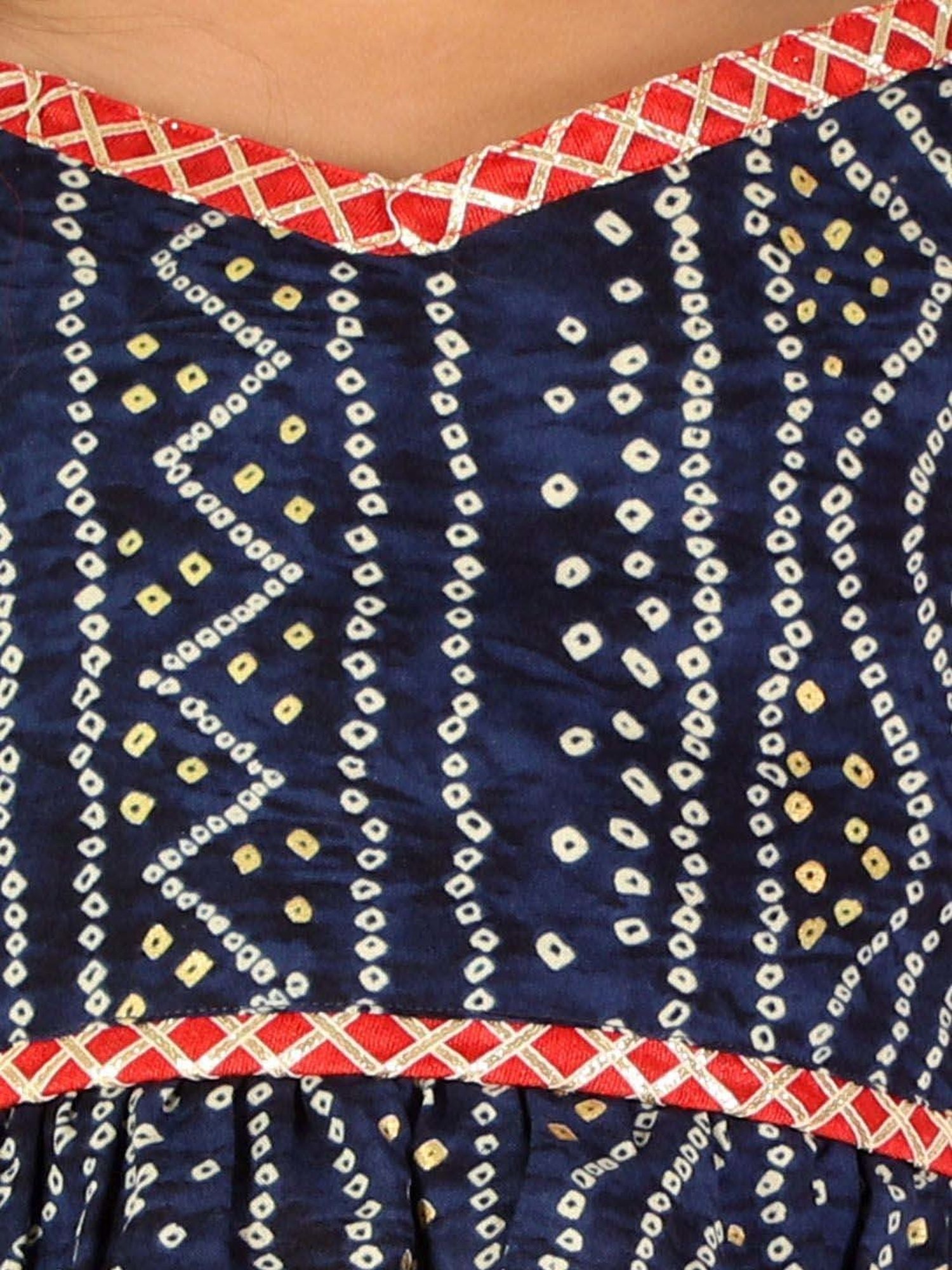 A Little Fable Kids Blue Printed Lehenga with Choli & Dupatta