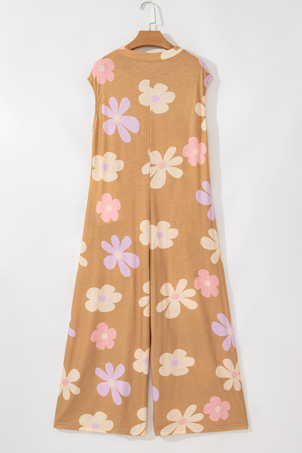 Gray Textured Wide Leg Overall with Pockets