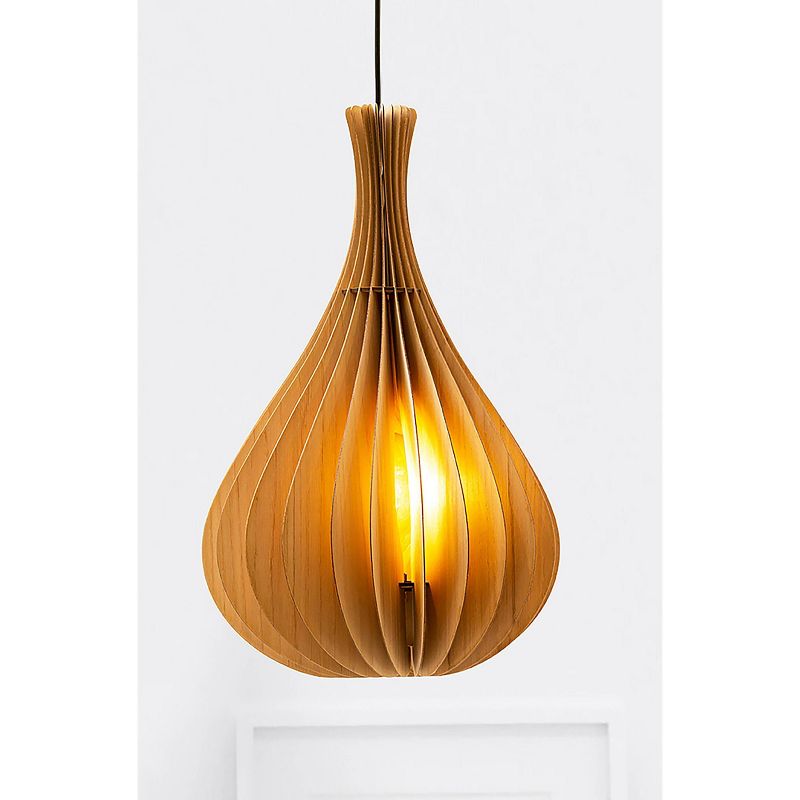 19.75" Modern White Oak Wood Hanging Pendant Light Brown - Ore International