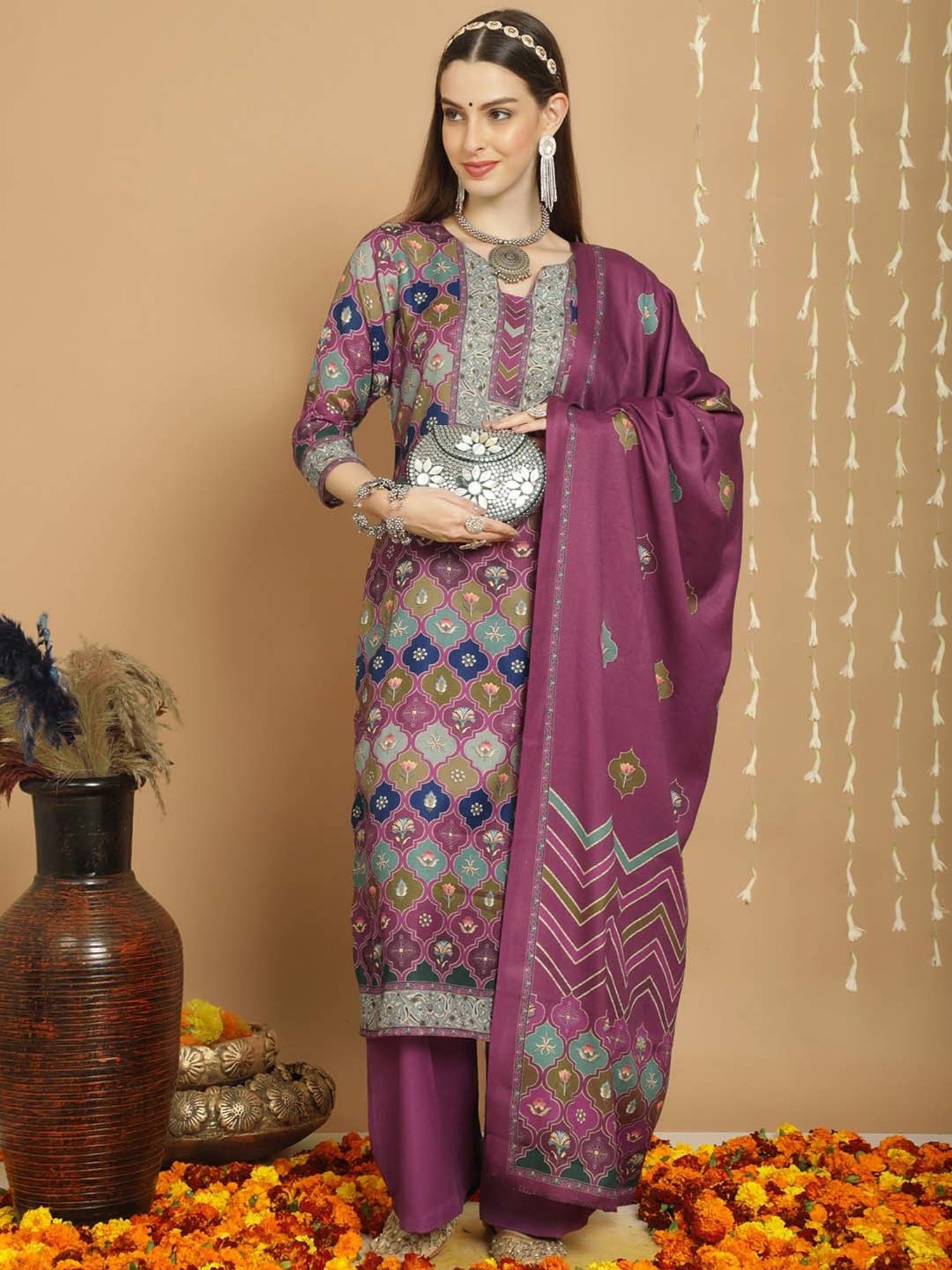 Stylee LIFESTYLE Multicolor Printed Unstitiched Dress Material