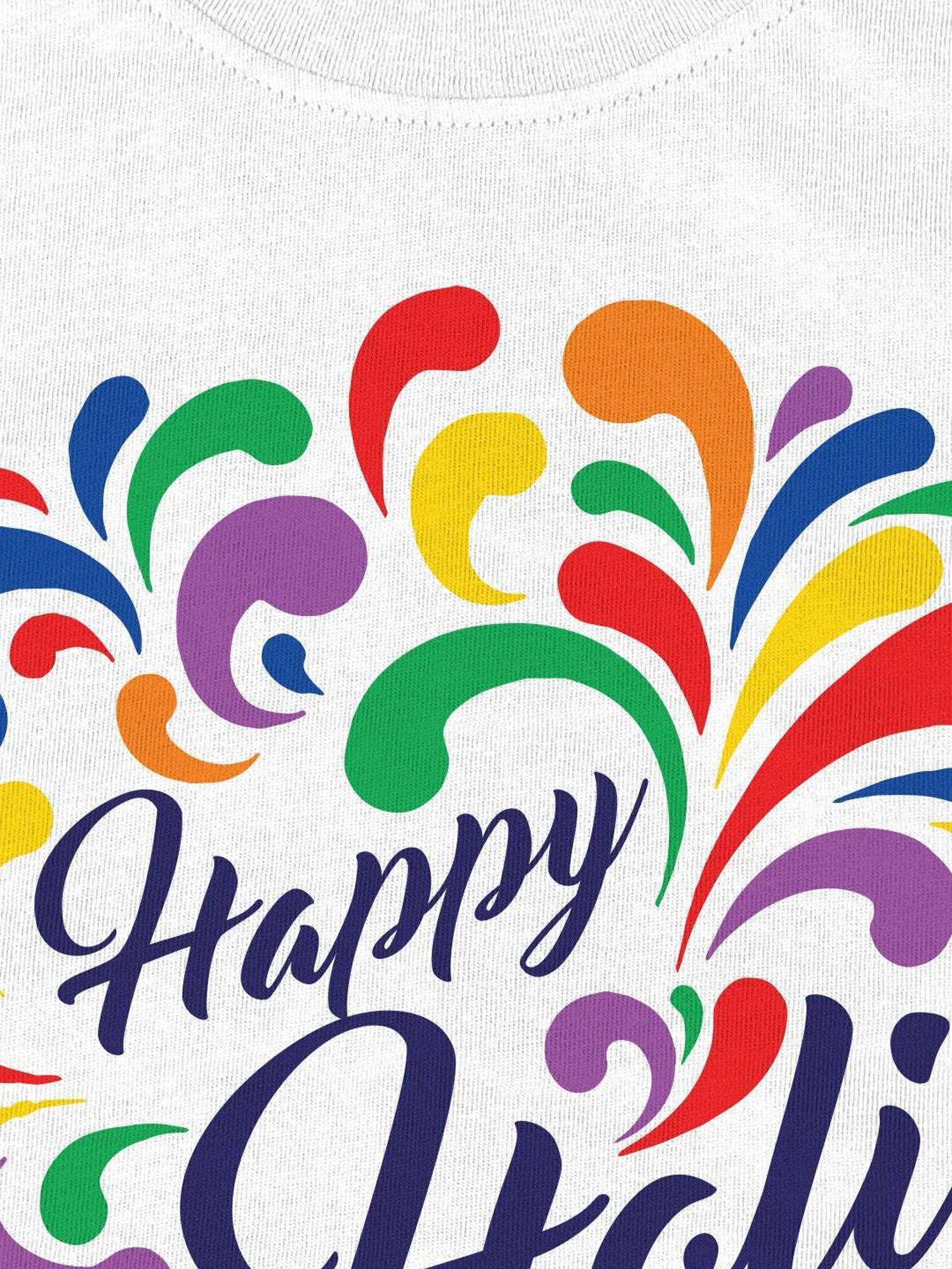 Bonkids White Cotton Holi Grand Printed T-Shirt