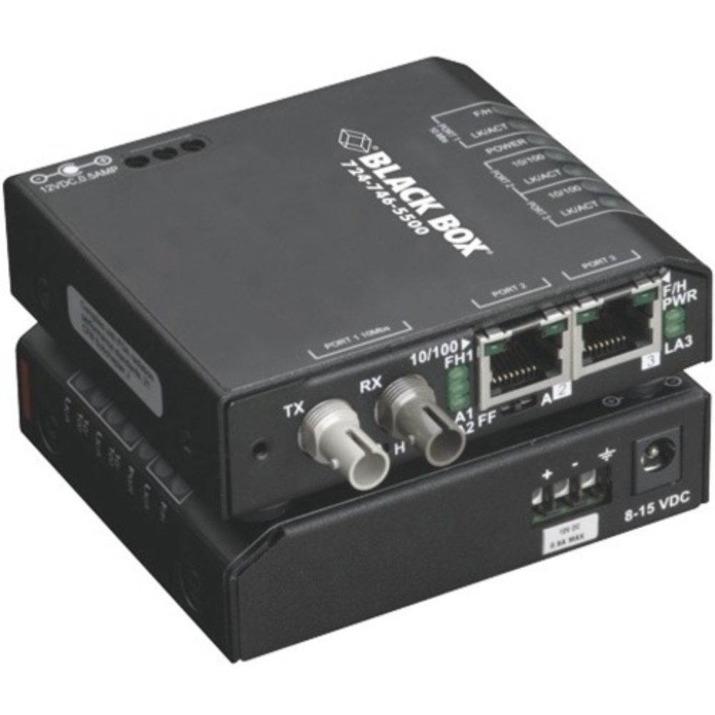 Black Box Hardened Fast Ethernet Media Converter Switch