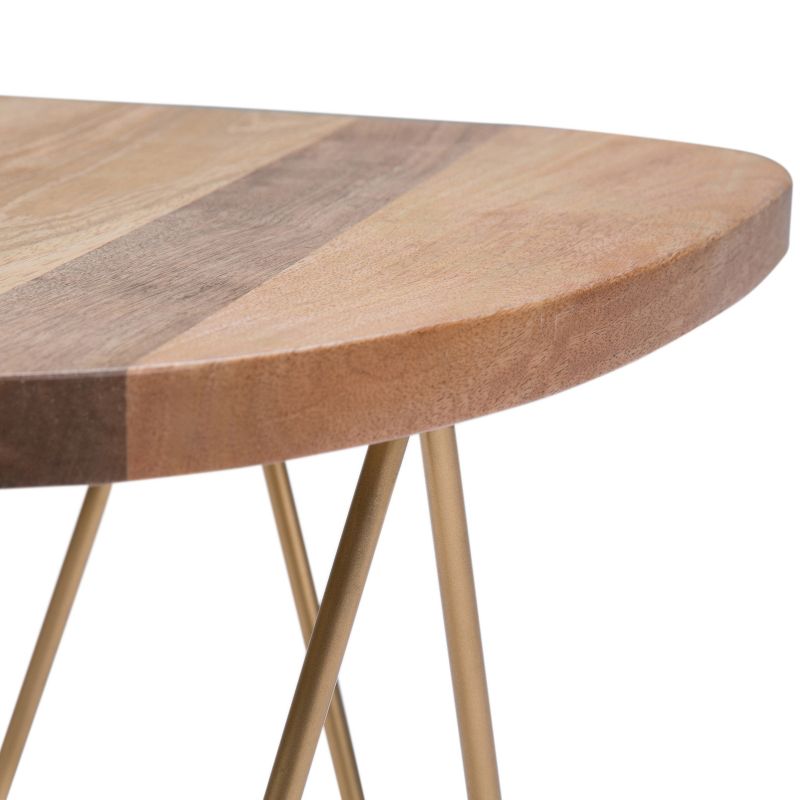 18" Tillman Metal and Wood Accent Table Natural/Gold - WyndenHall
